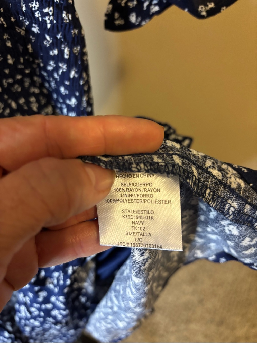 Sea + Sky Girls Size L Navy Blue Floral Smocked Puff Sleeve Dress NWT - Picture 4 of 6